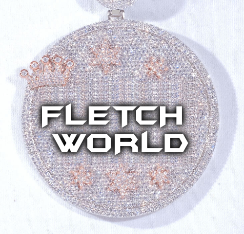 CUSTOM LETTER NECKLACE 3D BIG CROWN DISC