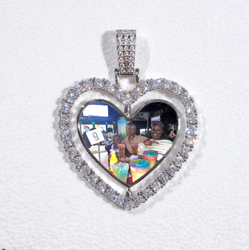 3D Spinning 2-Faced Heart Custom Picture Pendant