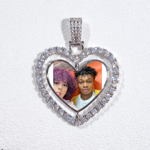 3D Spinning 2-Faced Heart Custom Picture Pendant