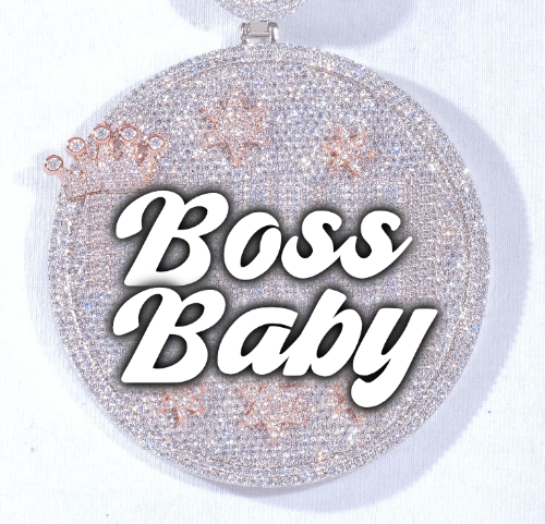 CUSTOM LETTER NECKLACE 3D BIG CROWN DISC