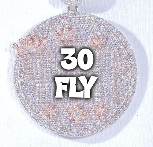 CUSTOM LETTER NECKLACE 3D BIG CROWN DISC