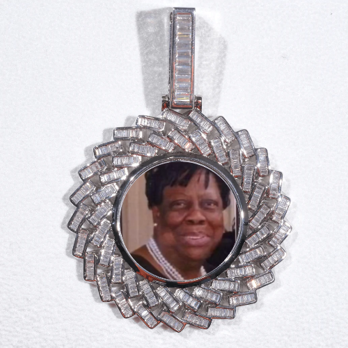 Large 3D Baguette Custom Picture Pendant