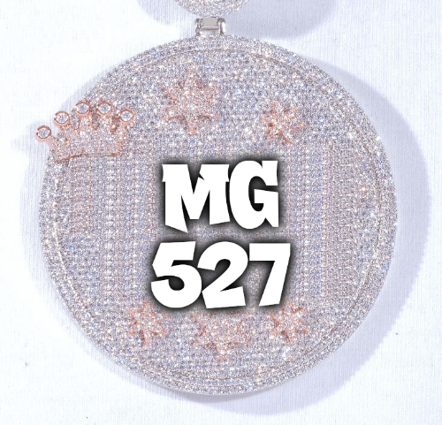 CUSTOM LETTER NECKLACE 3D BIG CROWN DISC