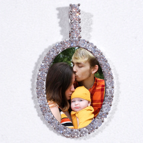 Large 3D Oval Custom Picture Pendant