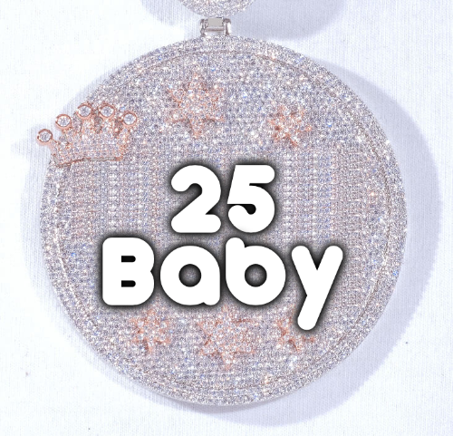 CUSTOM LETTER NECKLACE 3D BIG CROWN DISC