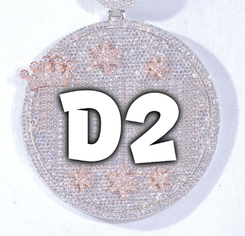 CUSTOM LETTER NECKLACE 3D BIG CROWN DISC