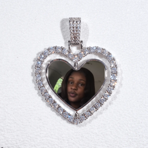 3D Spinning 2-Faced Heart Custom Picture Pendant