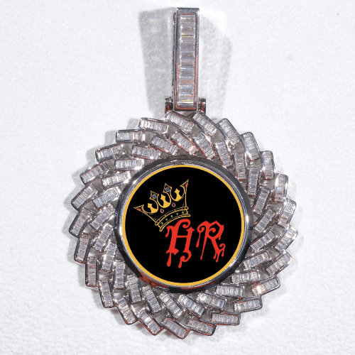 Large 3D Baguette Custom Picture Pendant