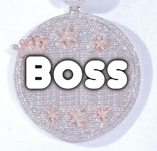 CUSTOM LETTER NECKLACE 3D BIG CROWN DISC