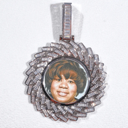 Large 3D Baguette Custom Picture Pendant