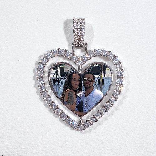 3D Spinning 2-Faced Heart Custom Picture Pendant