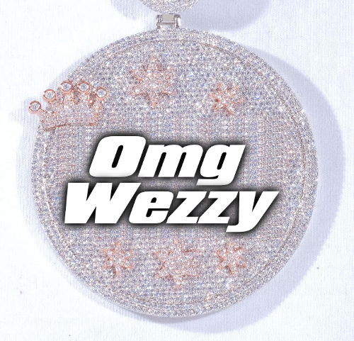 CUSTOM LETTER NECKLACE 3D BIG CROWN DISC
