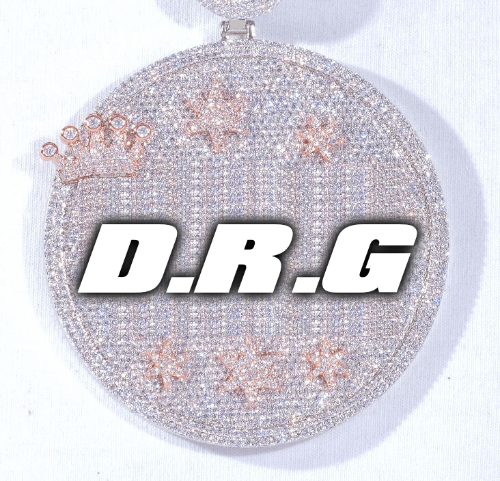 CUSTOM LETTER NECKLACE 3D BIG CROWN DISC