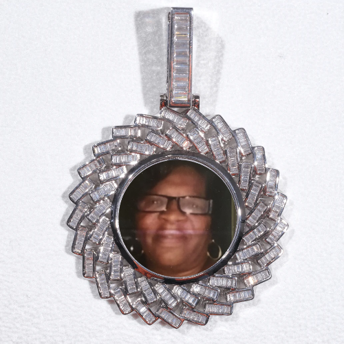 Large 3D Baguette Custom Picture Pendant