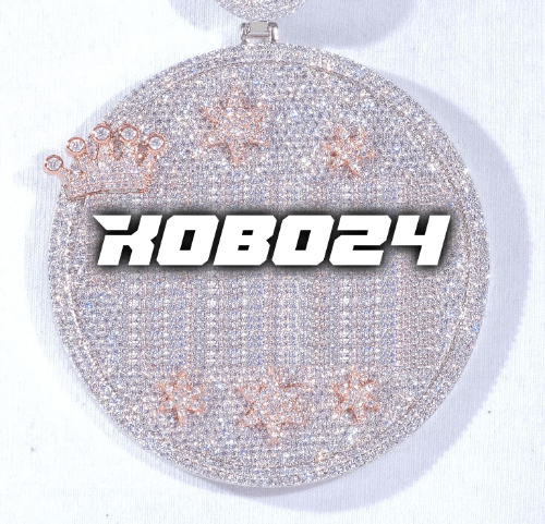 CUSTOM LETTER NECKLACE 3D BIG CROWN DISC