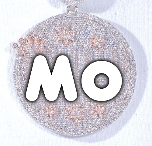 CUSTOM LETTER NECKLACE 3D BIG CROWN DISC