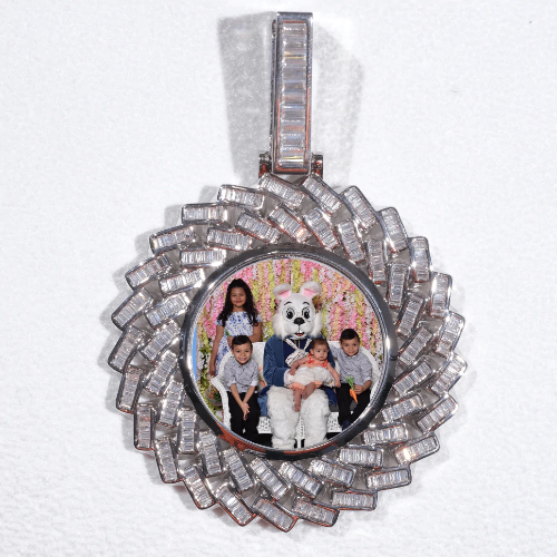 Large 3D Baguette Custom Picture Pendant