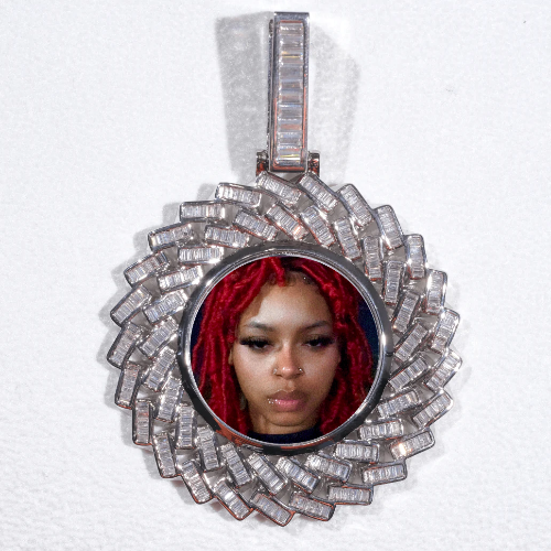 Large 3D Baguette Custom Picture Pendant