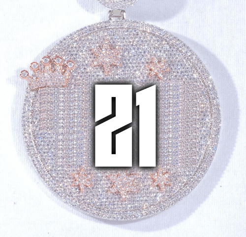 CUSTOM LETTER NECKLACE 3D BIG CROWN DISC