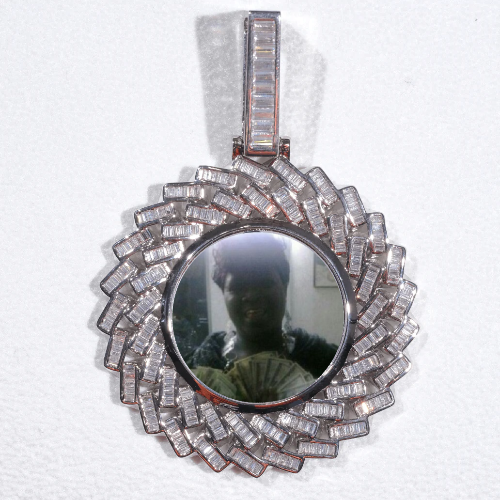 Large 3D Baguette Custom Picture Pendant