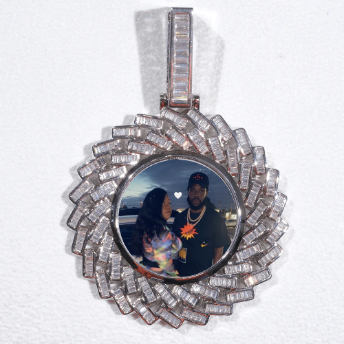 Large 3D Baguette Custom Picture Pendant