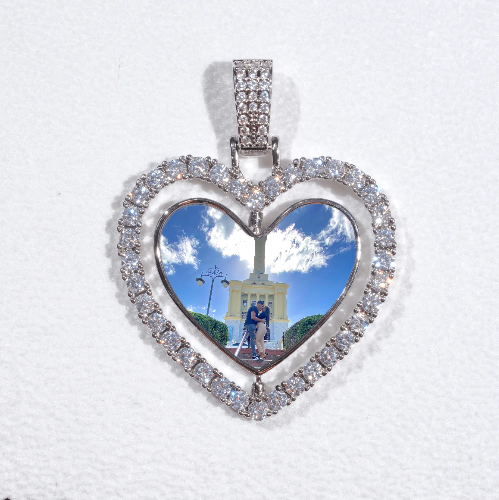 3D Spinning 2-Faced Heart Custom Picture Pendant