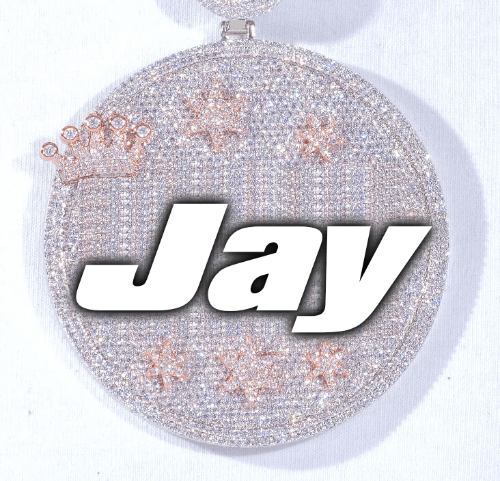 CUSTOM LETTER NECKLACE 3D BIG CROWN DISC