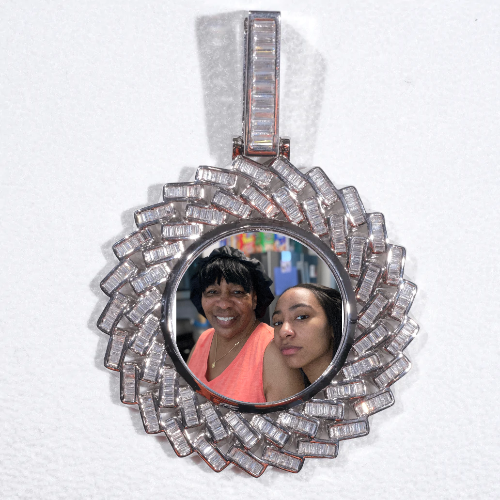Large 3D Baguette Custom Picture Pendant