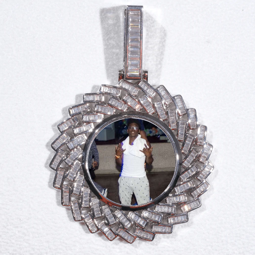 Large 3D Baguette Custom Picture Pendant