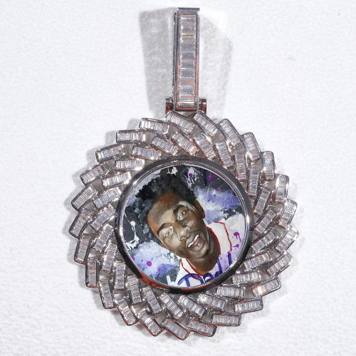 Large 3D Baguette Custom Picture Pendant