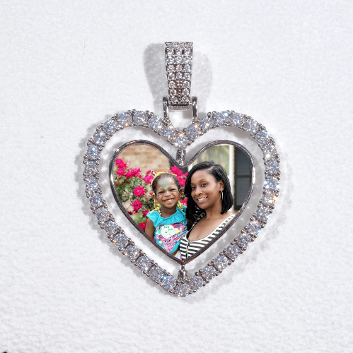 3D Spinning 2-Faced Heart Custom Picture Pendant