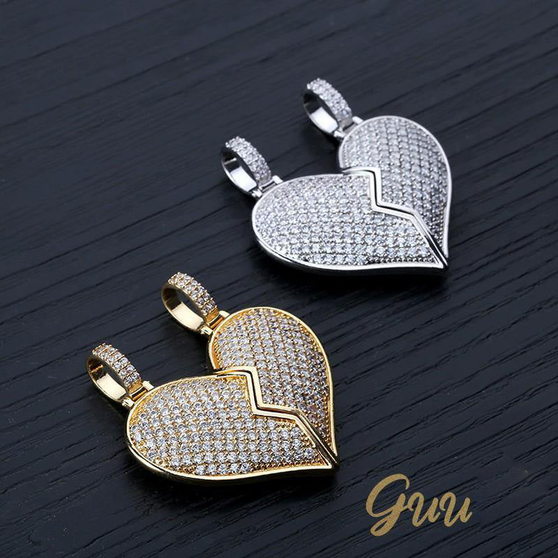18K Gold-Plated Micro-inlay  AAA CZ  Broken Of Heart Pendant - The GUU Shop