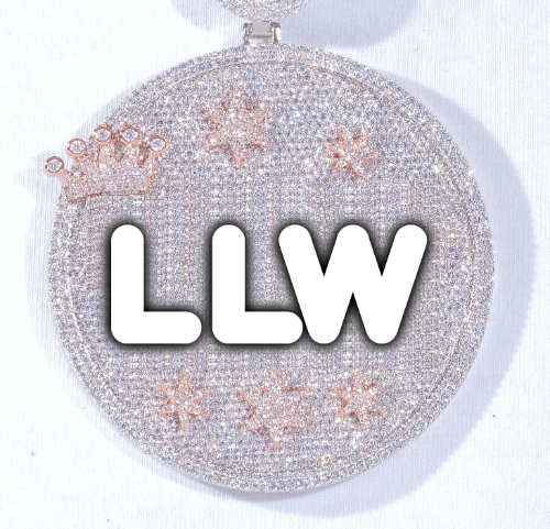 CUSTOM LETTER NECKLACE 3D BIG CROWN DISC