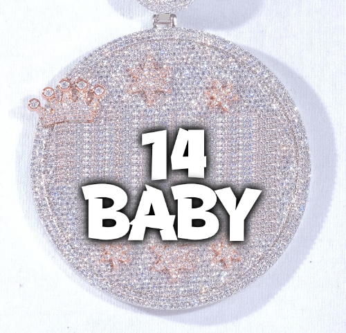 CUSTOM LETTER NECKLACE 3D BIG CROWN DISC