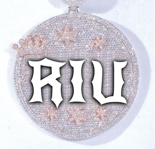 CUSTOM LETTER NECKLACE 3D BIG CROWN DISC