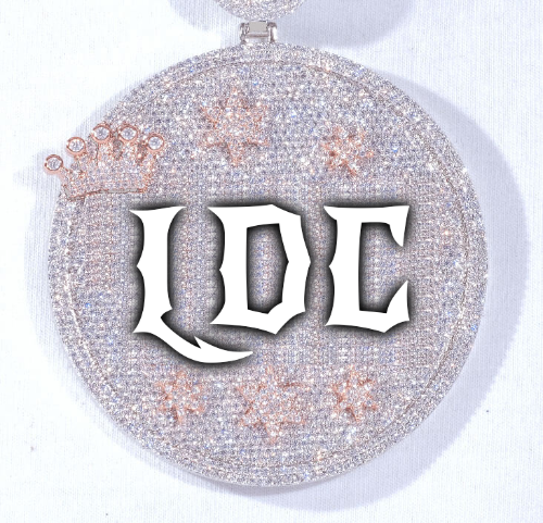 CUSTOM LETTER NECKLACE 3D BIG CROWN DISC