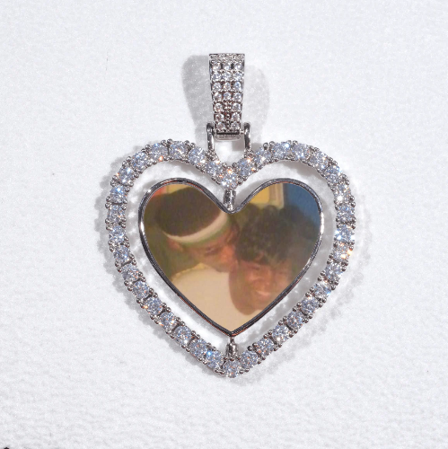 3D Spinning 2-Faced Heart Custom Picture Pendant