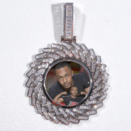 Large 3D Baguette Custom Picture Pendant
