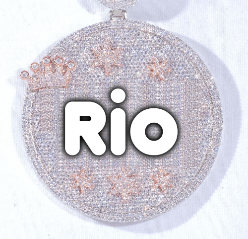 CUSTOM LETTER NECKLACE 3D BIG CROWN DISC