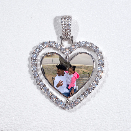 3D Spinning 2-Faced Heart Custom Picture Pendant