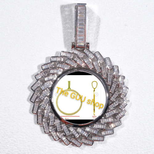 Large 3D Baguette Custom Picture Pendant