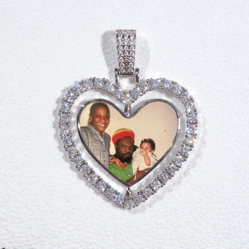 3D Spinning 2-Faced Heart Custom Picture Pendant