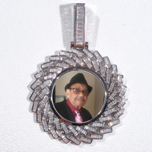 Large 3D Baguette Custom Picture Pendant