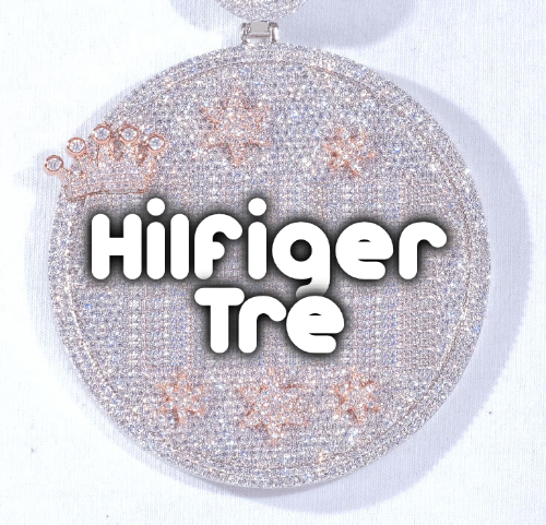 CUSTOM LETTER NECKLACE 3D BIG CROWN DISC