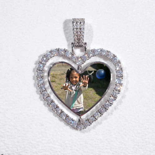 3D Spinning 2-Faced Heart Custom Picture Pendant