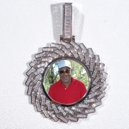 Large 3D Baguette Custom Picture Pendant