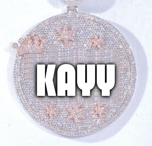 CUSTOM LETTER NECKLACE 3D BIG CROWN DISC