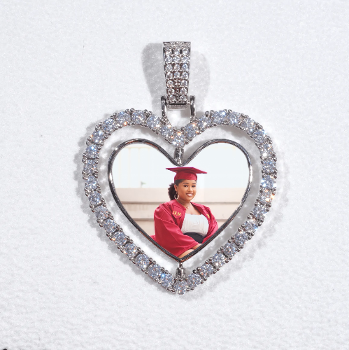 3D Spinning 2-Faced Heart Custom Picture Pendant