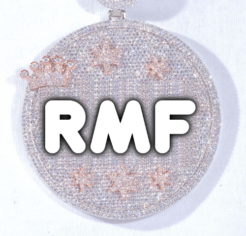 CUSTOM LETTER NECKLACE 3D BIG CROWN DISC