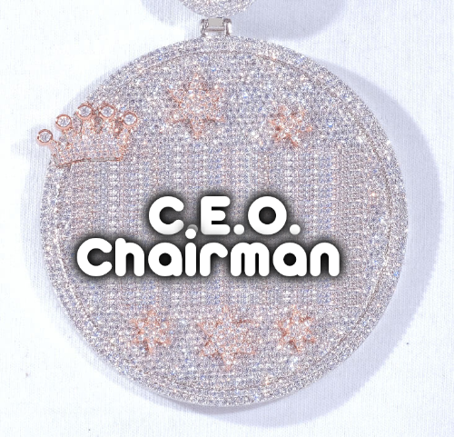 CUSTOM LETTER NECKLACE 3D BIG CROWN DISC